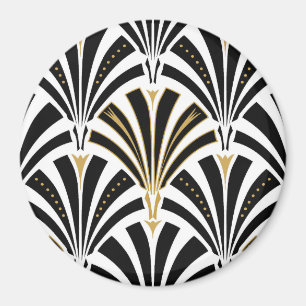 Art-Deco-Lüftermuster - Schwarzweiß Magnet