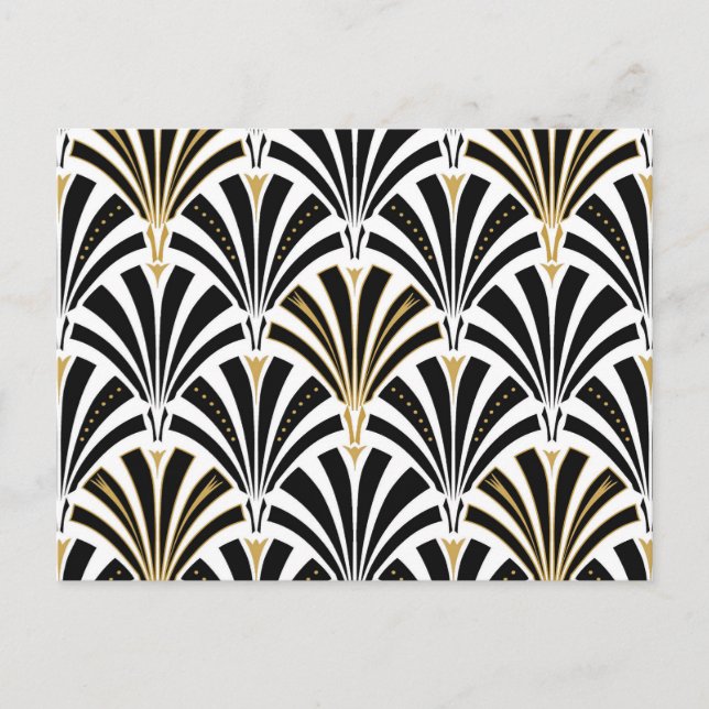 Art-Deco-Lüftermuster - Schwarzweiß Postkarte (Vorderseite)