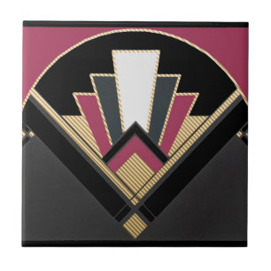 Art-Deco-Lüfterstil (rosa) Fliese