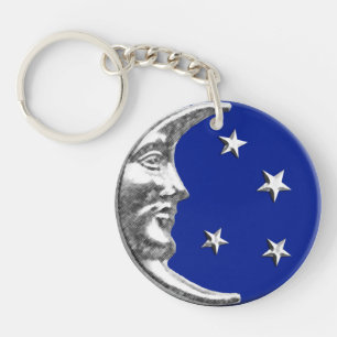 Art Déco Lune et Etoiles - Bleu Cobalt et Argent