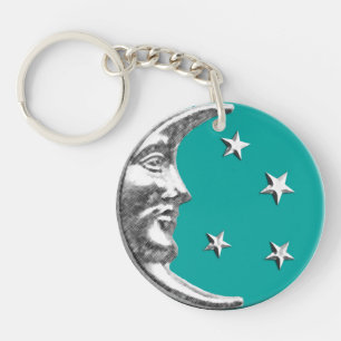 Art Déco Lune et Etoiles - Turquoise & Argent