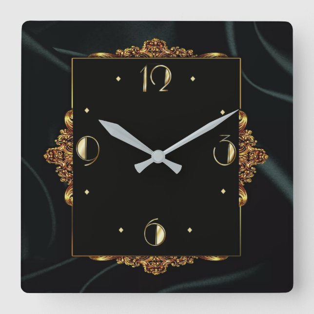 Art Deco Lux Quadratische Wanduhr (Vorderseite)