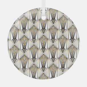 Art Deco, luxuriöses Goldmotiv Ornament Aus Glas