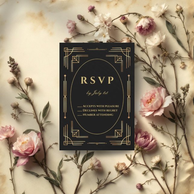 Art Deco Luxus Elegante Moderne Antwort Karte (Von Creator hochgeladen)