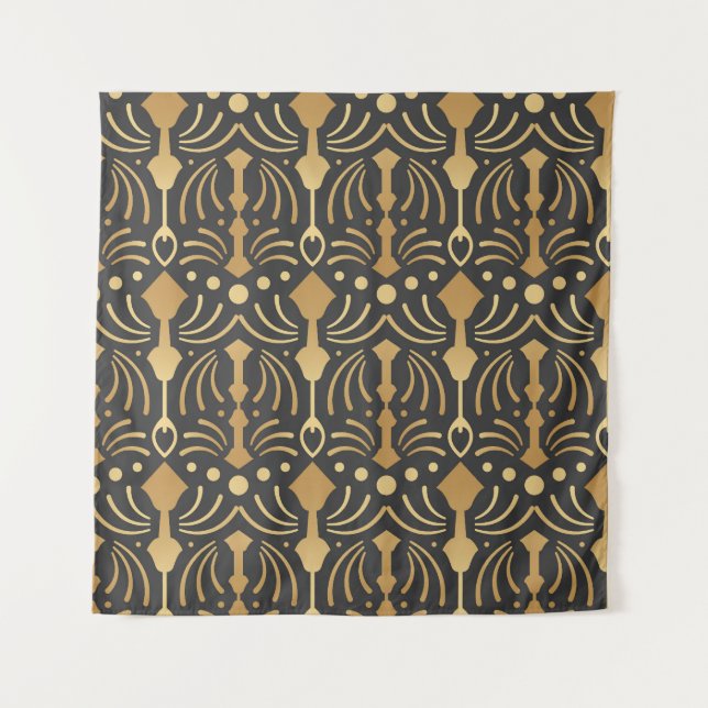 Art Deco Luxus: Vintage japanische Eleganz Wandteppich (Vorderseite)