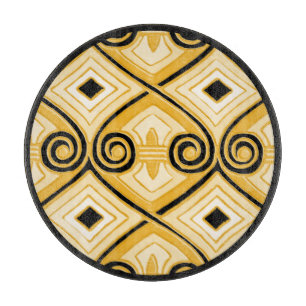 Art Deco macht Persia (Gelb und Schwarz) Charcuter Schneidebrett