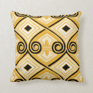 Art Deco macht Persia (Gelb und Schwarz) Kissen