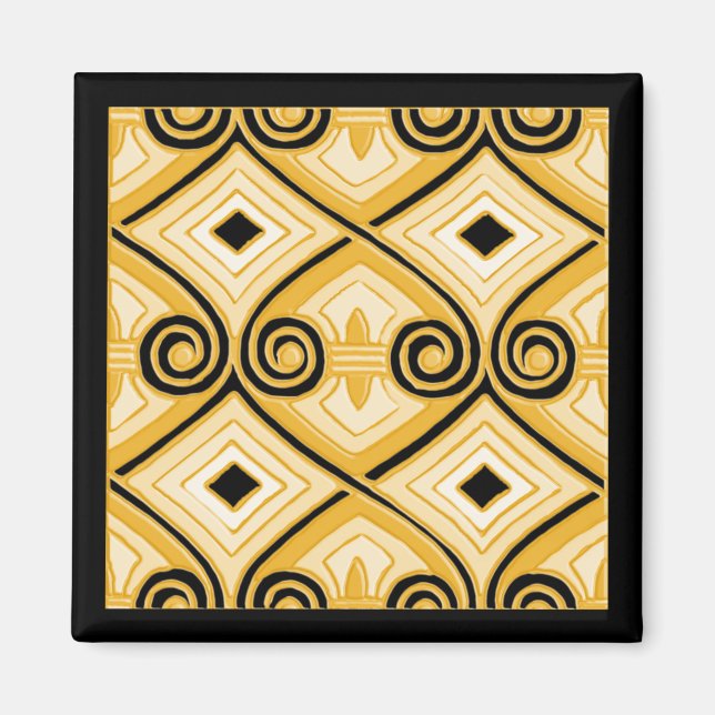 Art Deco macht Persia (Gelb und Schwarz) Magnet (Vorne)