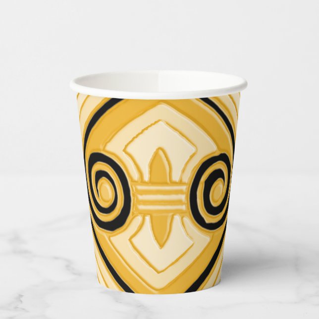Art Deco macht Persia (Gelb und Schwarz) Pappbecher (Links)