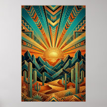 Art Deco Majestic Mesa Poster - Geometrische Wüste