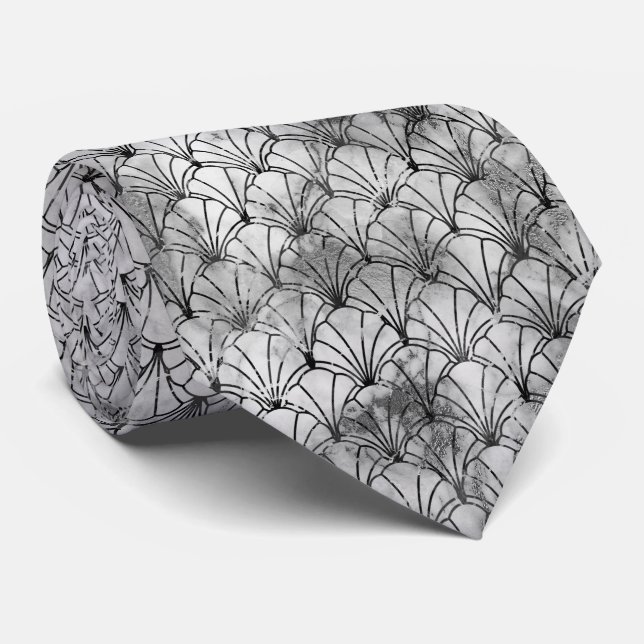 ART DECO MARBLE MONOCHROME GEMUSTERTE KRAWATTE (Gerollt)
