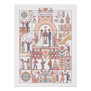 Art Deco Märchenhochzeit Poster