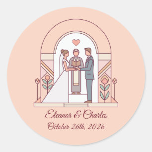 Art Deco Märchenhochzeit Runder Aufkleber