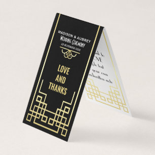 Art Déco Mariage Amour & Merci Gold Black Faveur