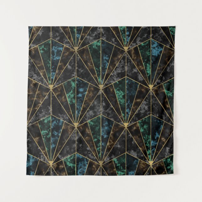 Art-Deco-Marmor: Malachite Luxury Wandteppich (Vorderseite)