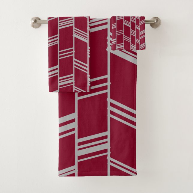 Art Deco Maroon Badhandtuch Set (Insitu)