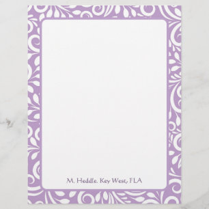 Art Deco Mauve Verziert Personalisiert Letterhead Briefbogen