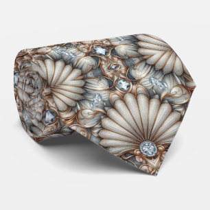 Art Deco Meeresmuschel Faux-Diamant Faux-Seide Krawatte