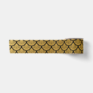Art Déco Meerjungfrauenskala - Schwarz & Gold Satinband
