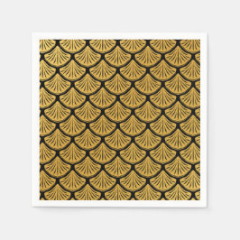 Art Déco Meerjungfrauenskala - Schwarz & Gold Serviette