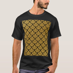 Art Déco Meerjungfrauenskala - Schwarz & Gold T-Shirt