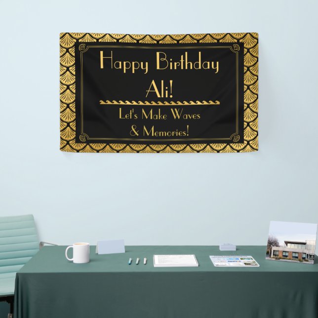 Art Déco Meerjungfrauenskala - Schwarz & Gold zum  Banner (Messeveranstaltung)