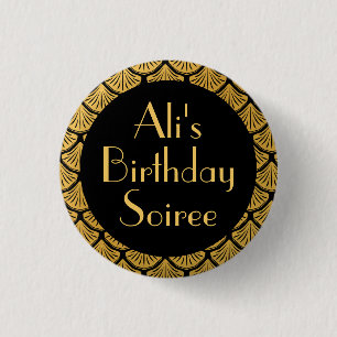 Art Déco Meerjungfrauenskala - Schwarz & Gold zum  Button