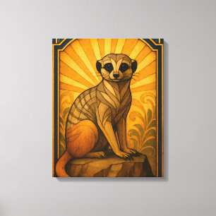 Art Deco Meerkat Illustration Leinwanddruck