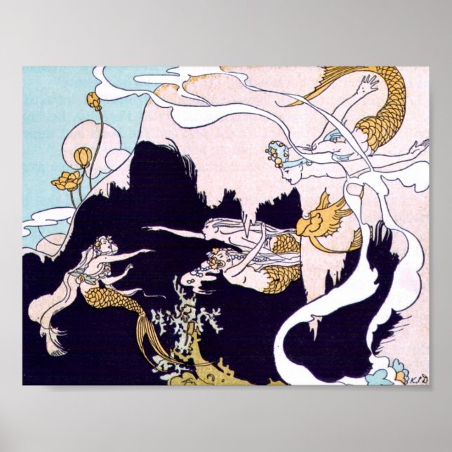 Art Deco Mermaids Poster (Vorne)