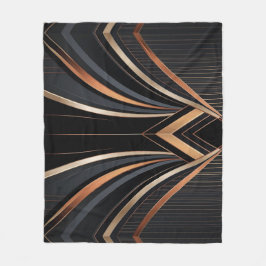 Art Deco Metallic Geometric Elegance Fleecedecke