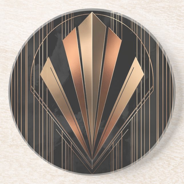 Art Deco Metallic Geometric Elegance Getränkeuntersetzer (Vorne)