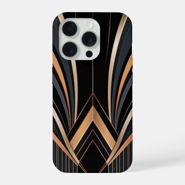 Art Deco Metallic Geometric Elegance iPhone 15 Pro Hülle (Rückseite)