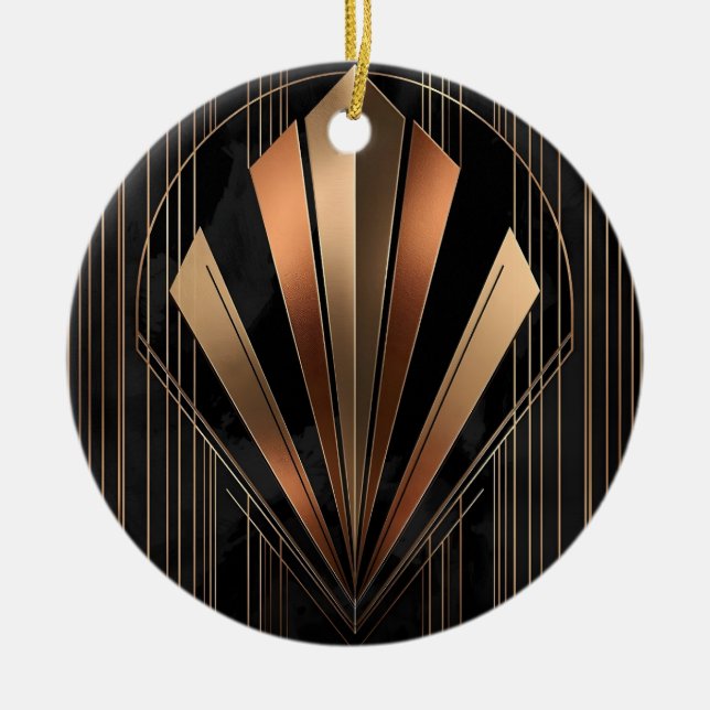 Art Deco Metallic Geometric Elegance Keramik Ornament (Vorne)