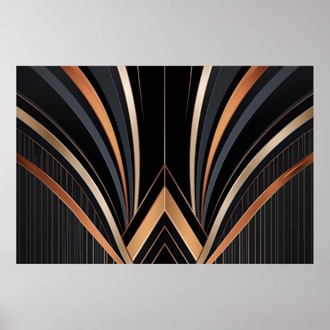 Art Deco Metallic Geometric Elegance Poster (Vorne)