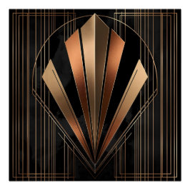 Art Deco Metallic Geometric Elegance Poster