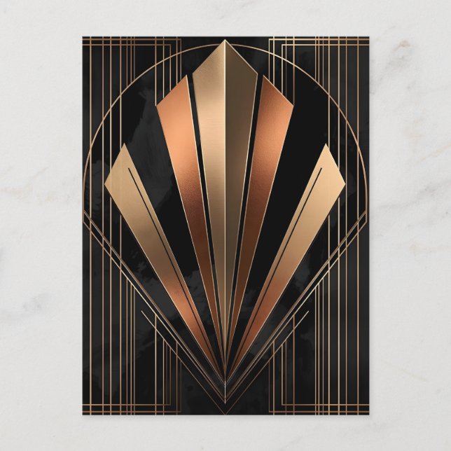 Art Deco Metallic Geometric Elegance Postkarte (Vorderseite)