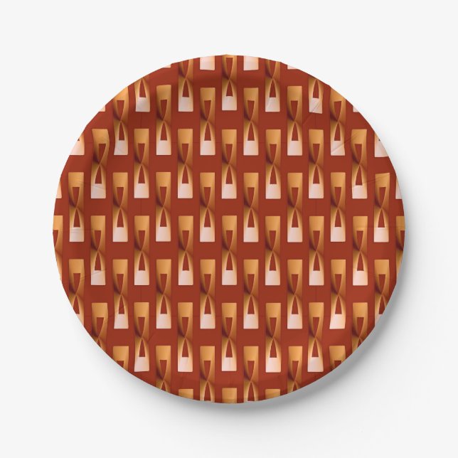Art Deco Metallic Geometric - Kupfer und Rost Pappteller (Vorderseite)