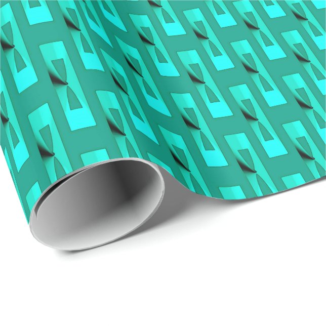Art Deco Metallic Geometric - Pfau und Aquamarin Geschenkpapier (Rolleneckpunkt)