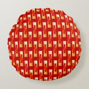 Art Deco Metallic Geometric - Rot und Koralle Rundes Kissen