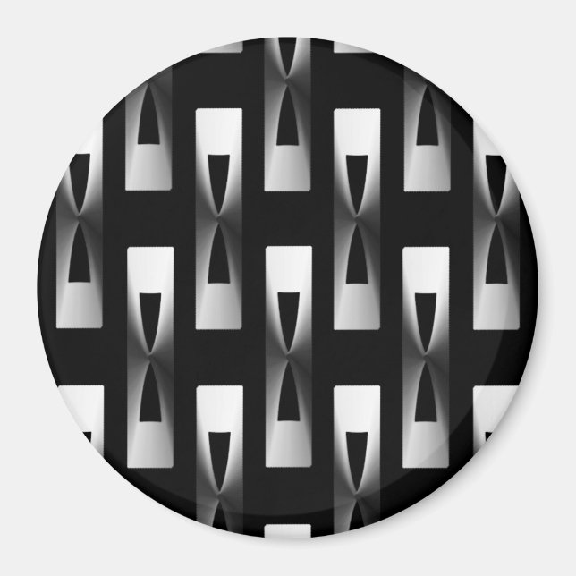 Art Deco Metallic Geometric - Silber und Schwarz Magnet (Vorne)
