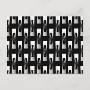 Art Deco Metallic Geometric - Silber und Schwarz Postkarte