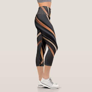 Art Deco Metallische Geometrische Eleganz Capri Leggings