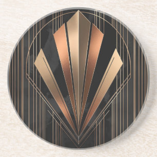 Art Deco Metallische Geometrische Eleganz Getränkeuntersetzer