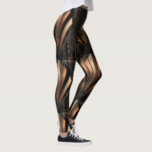 Art Deco Metallische Geometrische Eleganz Leggings