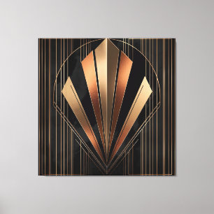 Art Deco Metallische Geometrische Eleganz Leinwanddruck