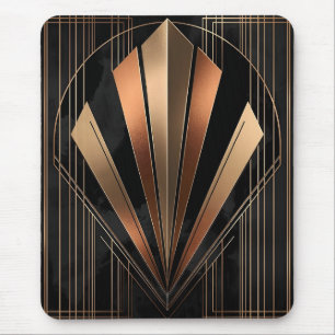 Art Deco Metallische Geometrische Eleganz Mousepad