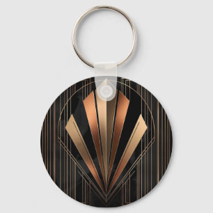 Art Deco Metallische Geometrische Eleganz Schlüsselanhänger