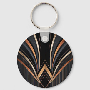 Art Deco Metallische Geometrische Eleganz Schlüsselanhänger