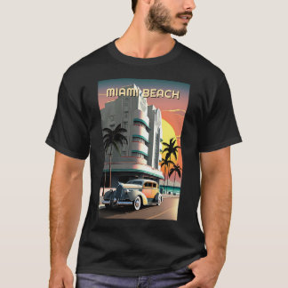 Art Deco Miami Beach Drive Sunset T-Shirt