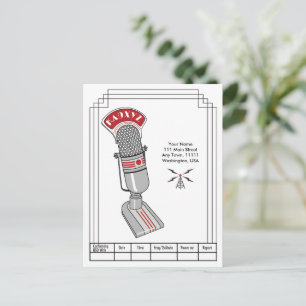 Art Deco Mikrofon und Transmitter QSL Postkarte